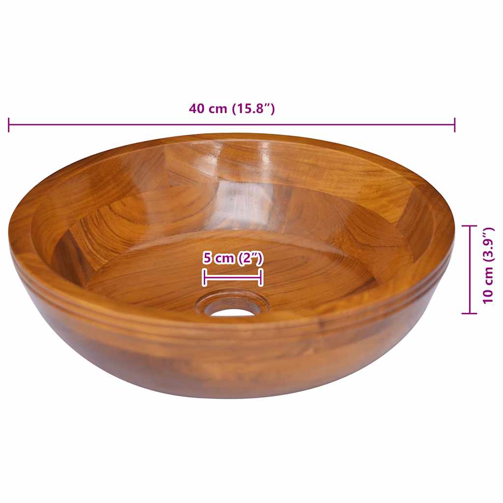 Vask heltre teak Φ40x10 cm