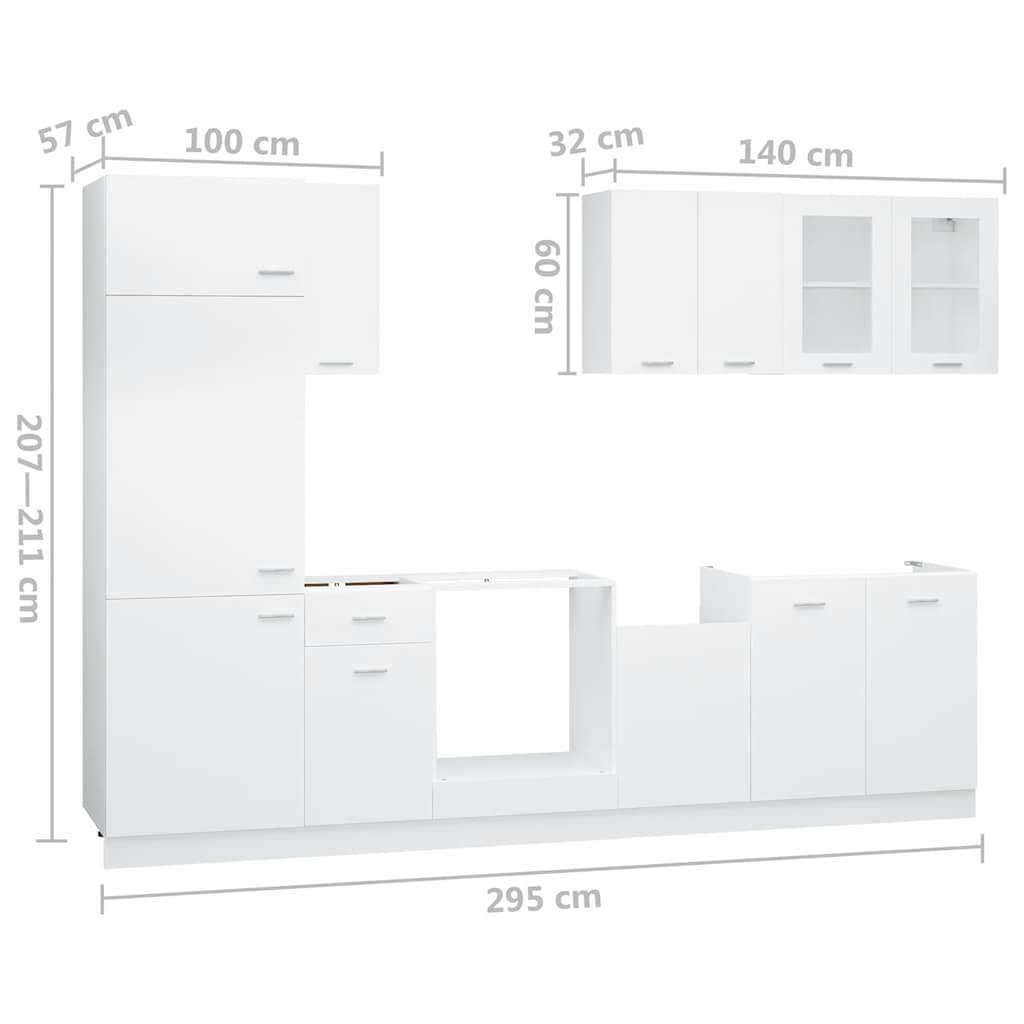 Kjøkkenskapsett Lyon 8 deler hvit sponplate