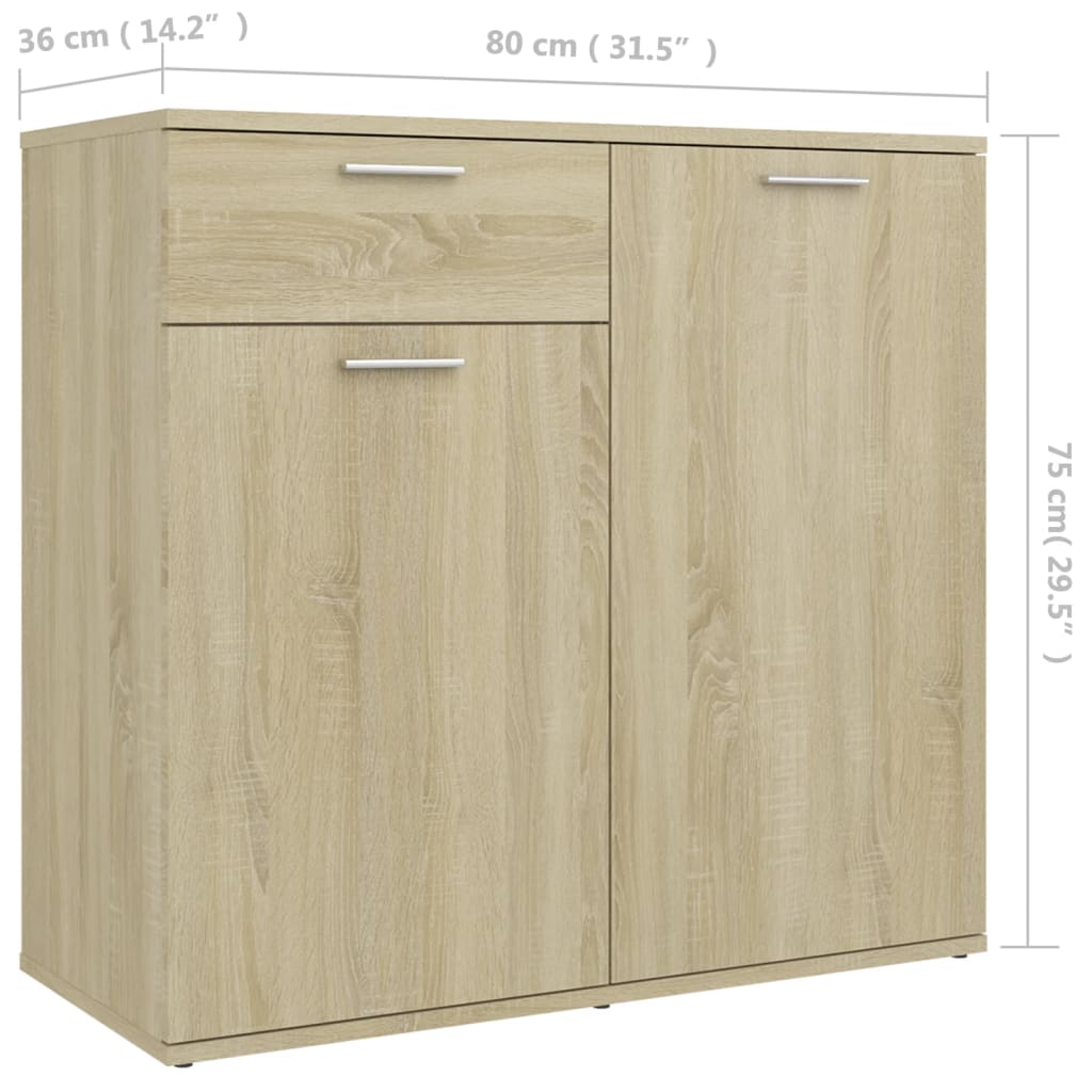 Skjenk sonoma eik 80x36x75 cm konstruert tre vidaXL
