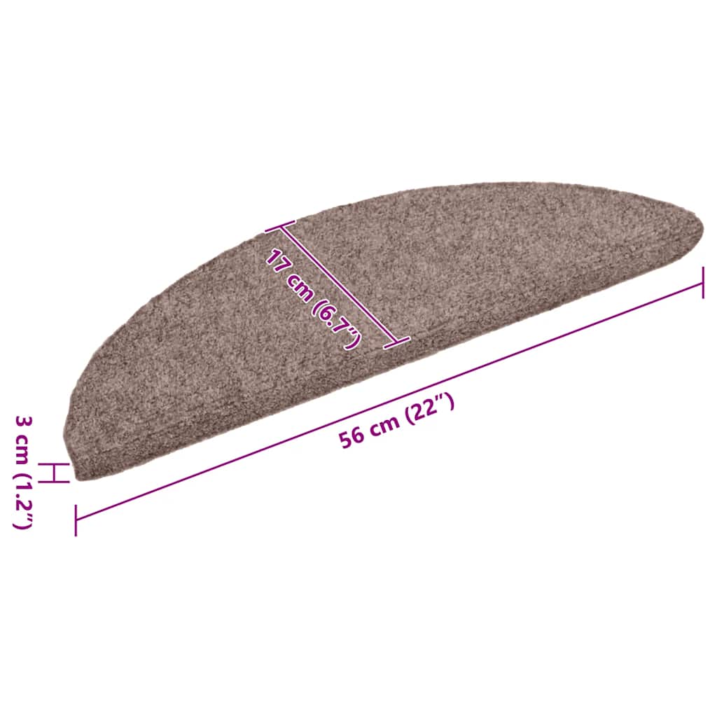 Trappematter selvklebende 10 stk 56x17x3 cm lysebrun halvrund