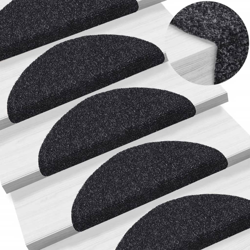 Trappematter selvklebende 5 stk 56x17x3 cm svart halvrund