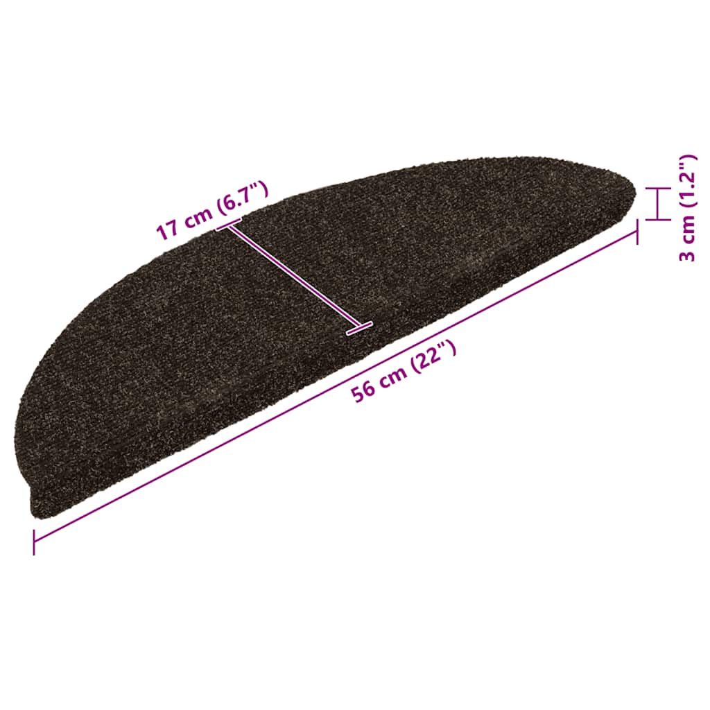 Trappematter selvklebende 5 stk 56x17x3 cm mørkebrune halvrund