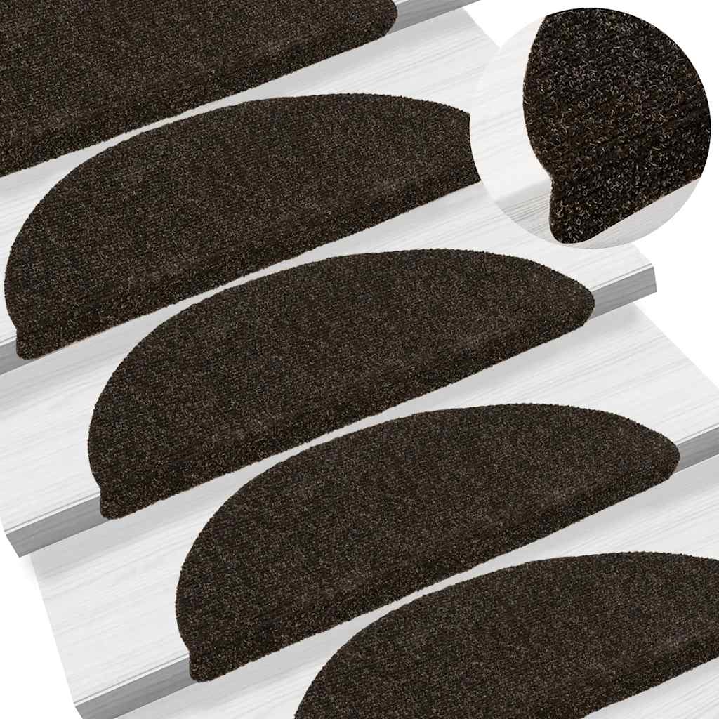 Trappematter selvklebende 5 stk 56x17x3 cm mørkebrune halvrund