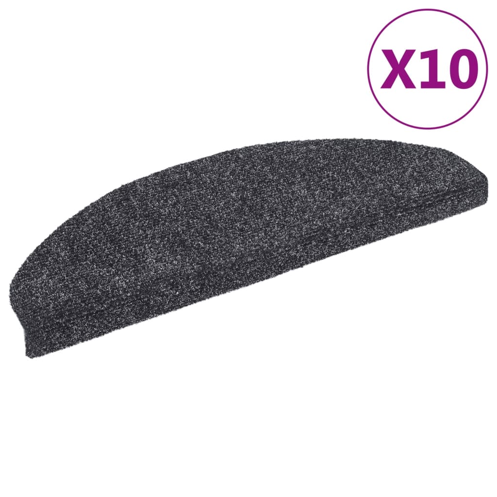 Trappematter selvklebende 10 stk 65x21x4 cm mørkegrå halvrund store