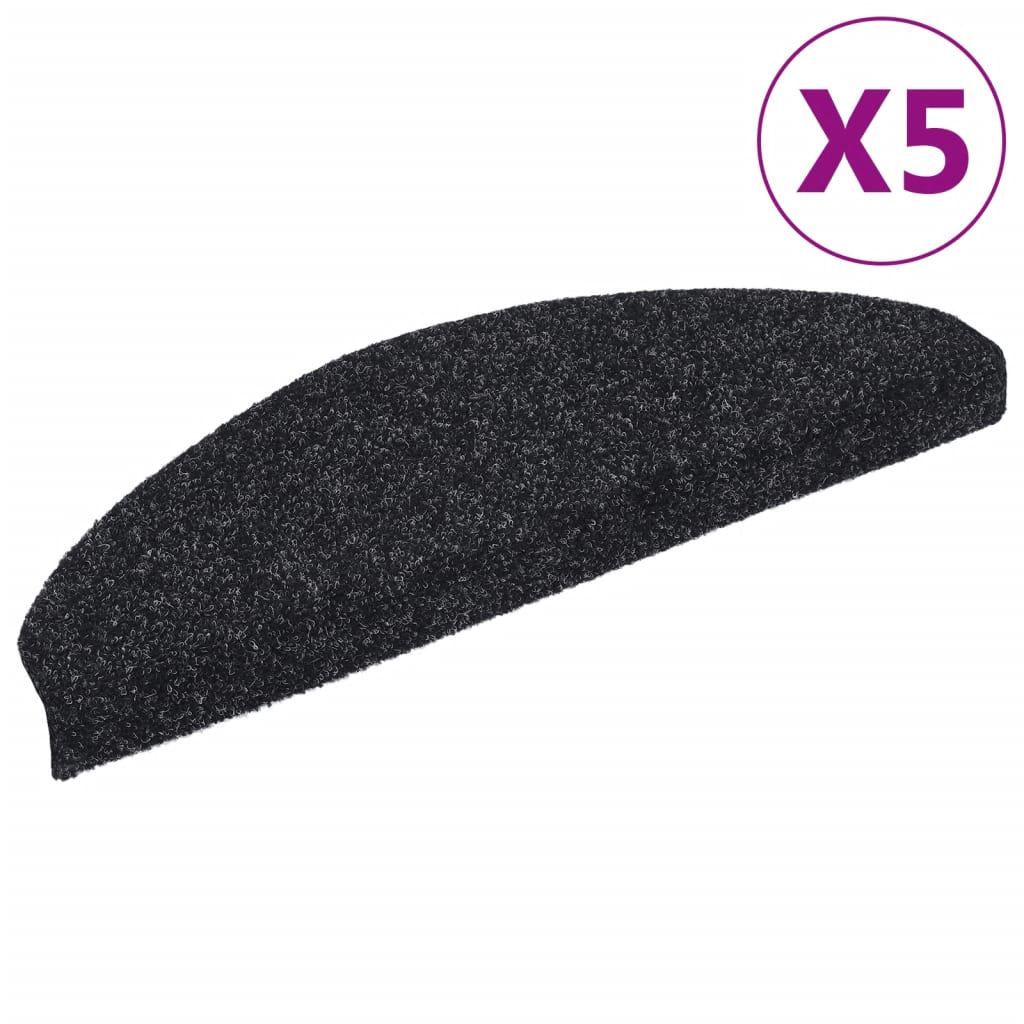 Trappematter selvklebende 5 stk 65x21x4 cm svart halvrund stor