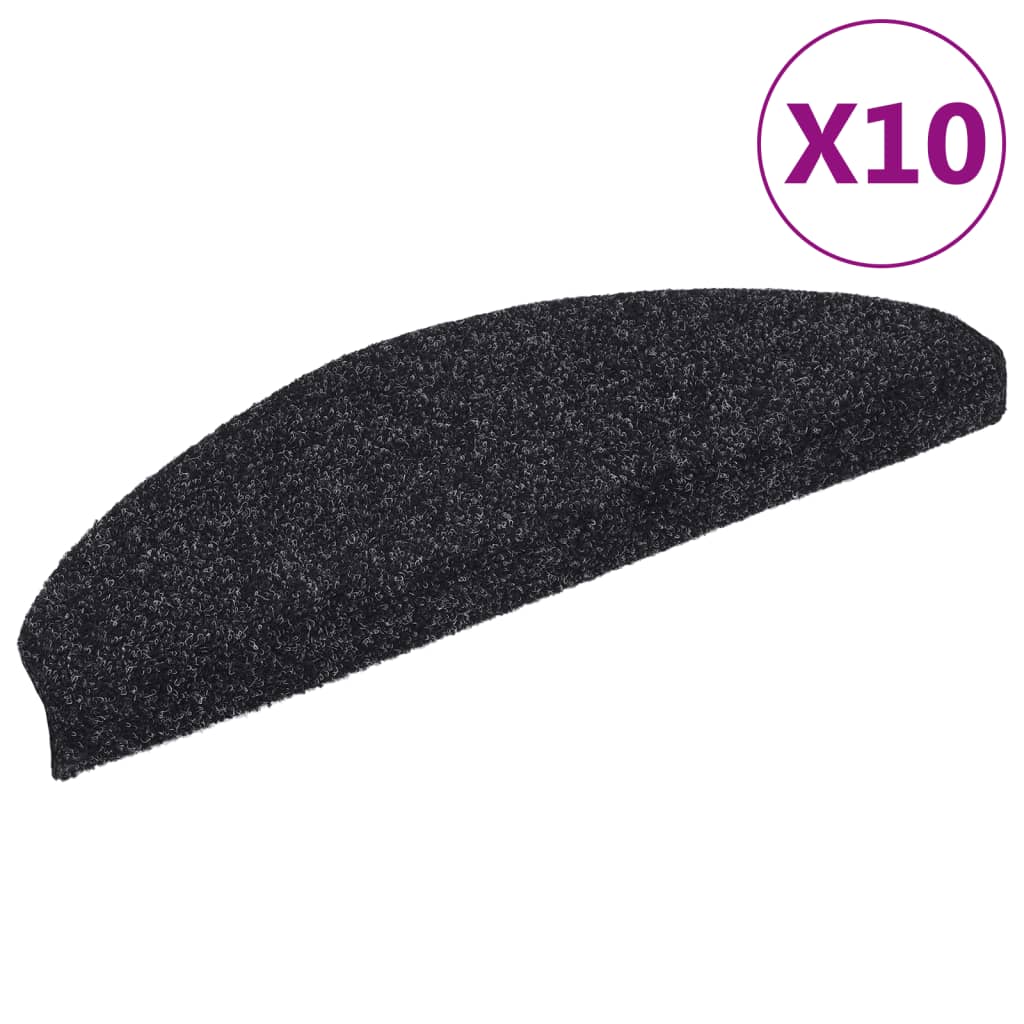 Trappematter selvklebende 10 stk 65x21x4 cm svart halvrund stor
