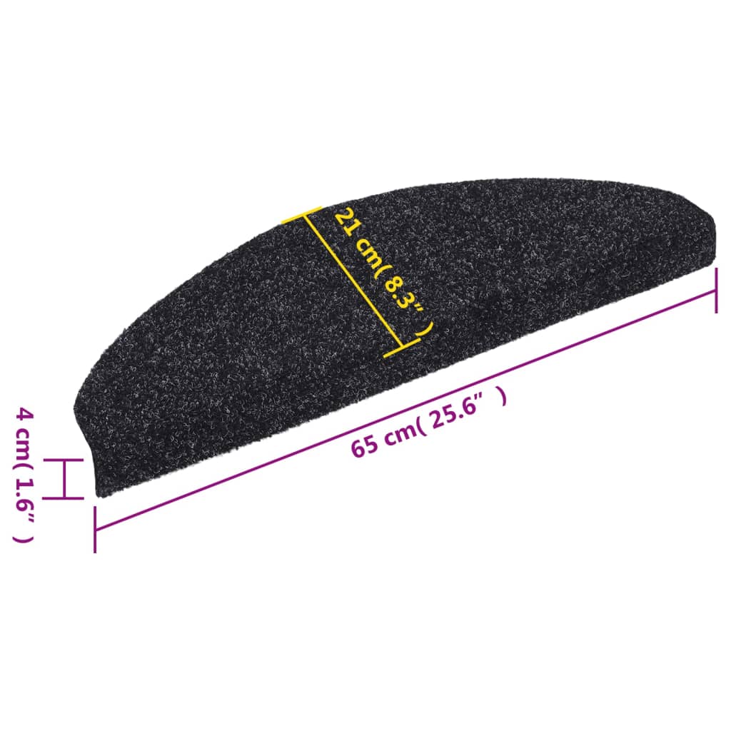 Trappematter selvklebende 10 stk 65x21x4 cm svart halvrund stor