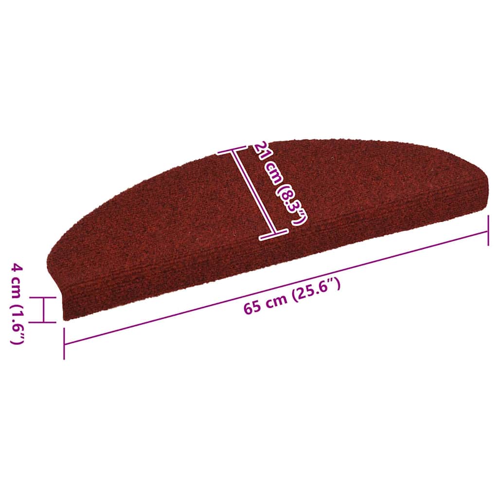 Trappematter selvklebende 10 stk 65x21x4 cm bordeauxrød halvrund stor