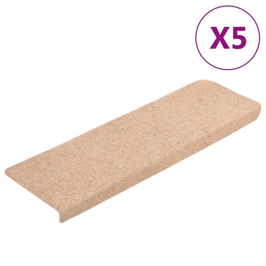 Trappematter selvklebende 5 stk 65x21x4 cm lysebrun rektangulær kant