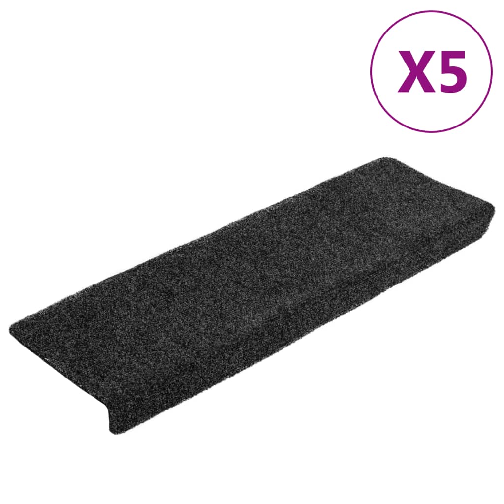 Trappematter selvklebende 5 stk 65x21x4 cm mørkegrå rektangulær kant