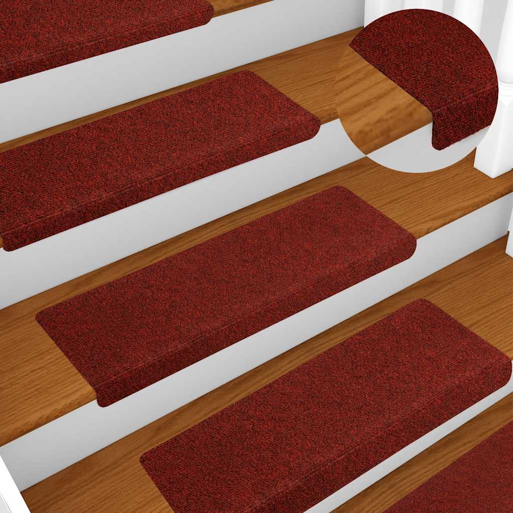 Trappematter selvklebende 10 stk 65x21x4 cm bordeauxrød rektangulær kant