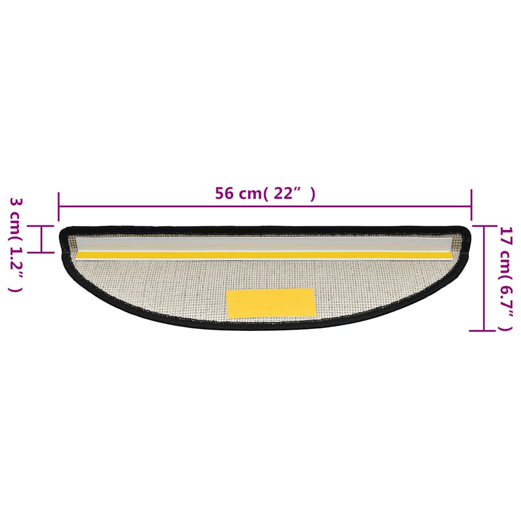 Trappematter 10 stk 56x17x3 cm antrasitt halvrund