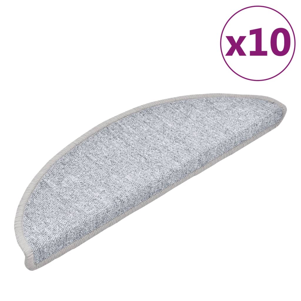 Trappematter 10 stk 56x17x3 cm lysegrå halvrund