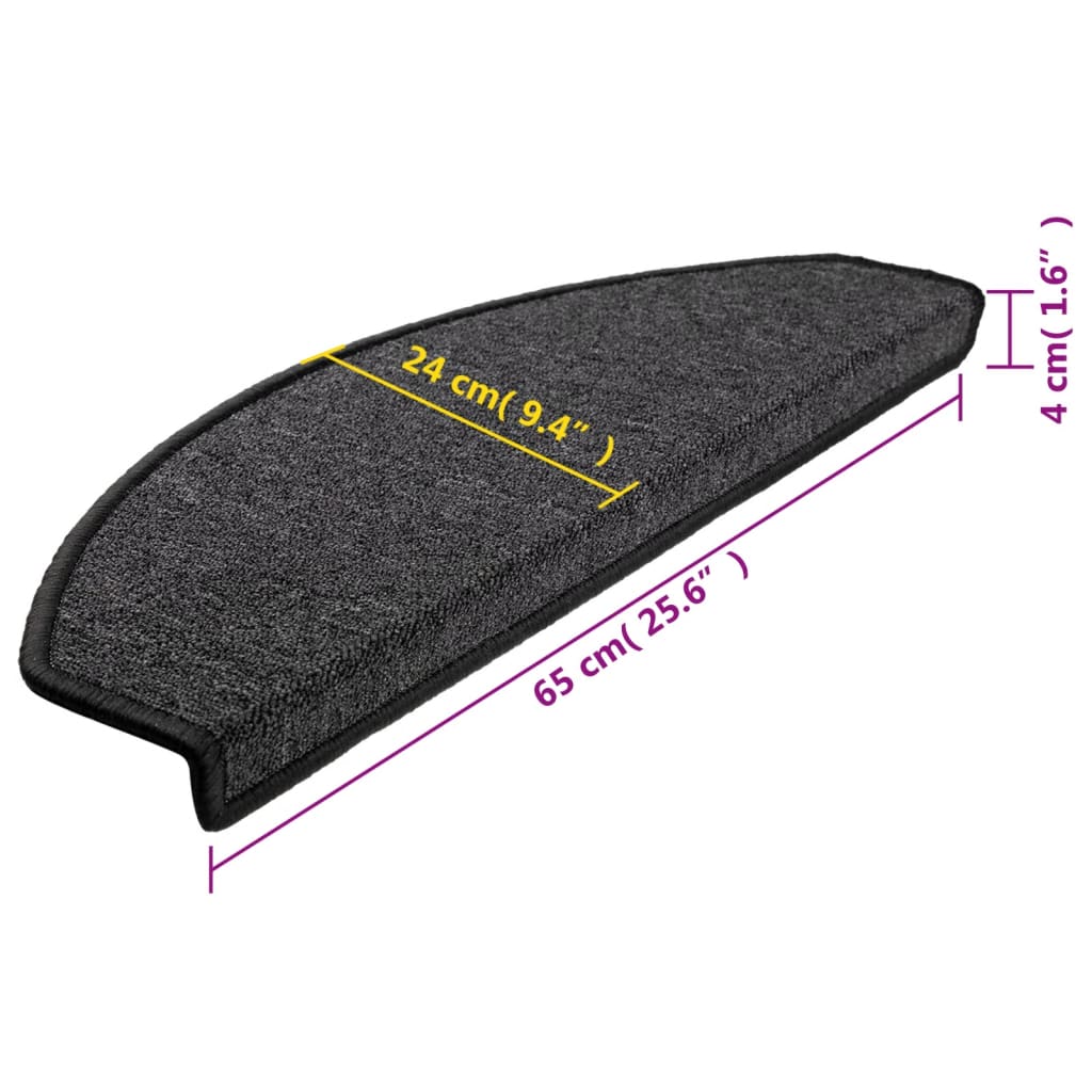 Trappematter 10 stk 65x24x4 cm antrasitt halvrund stor