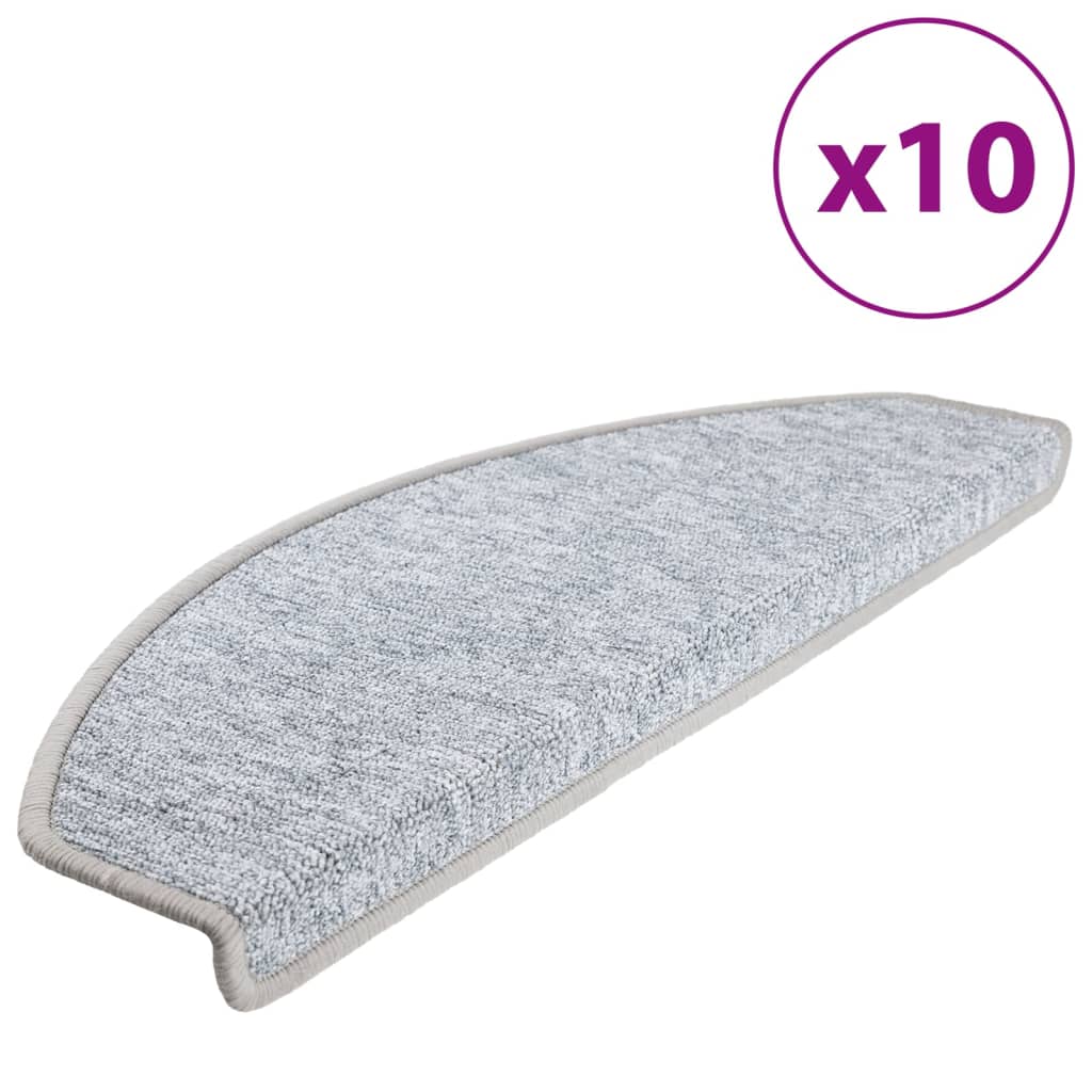 Trappematter 10 stk 65x24x4 cm lysegrå halvrund store