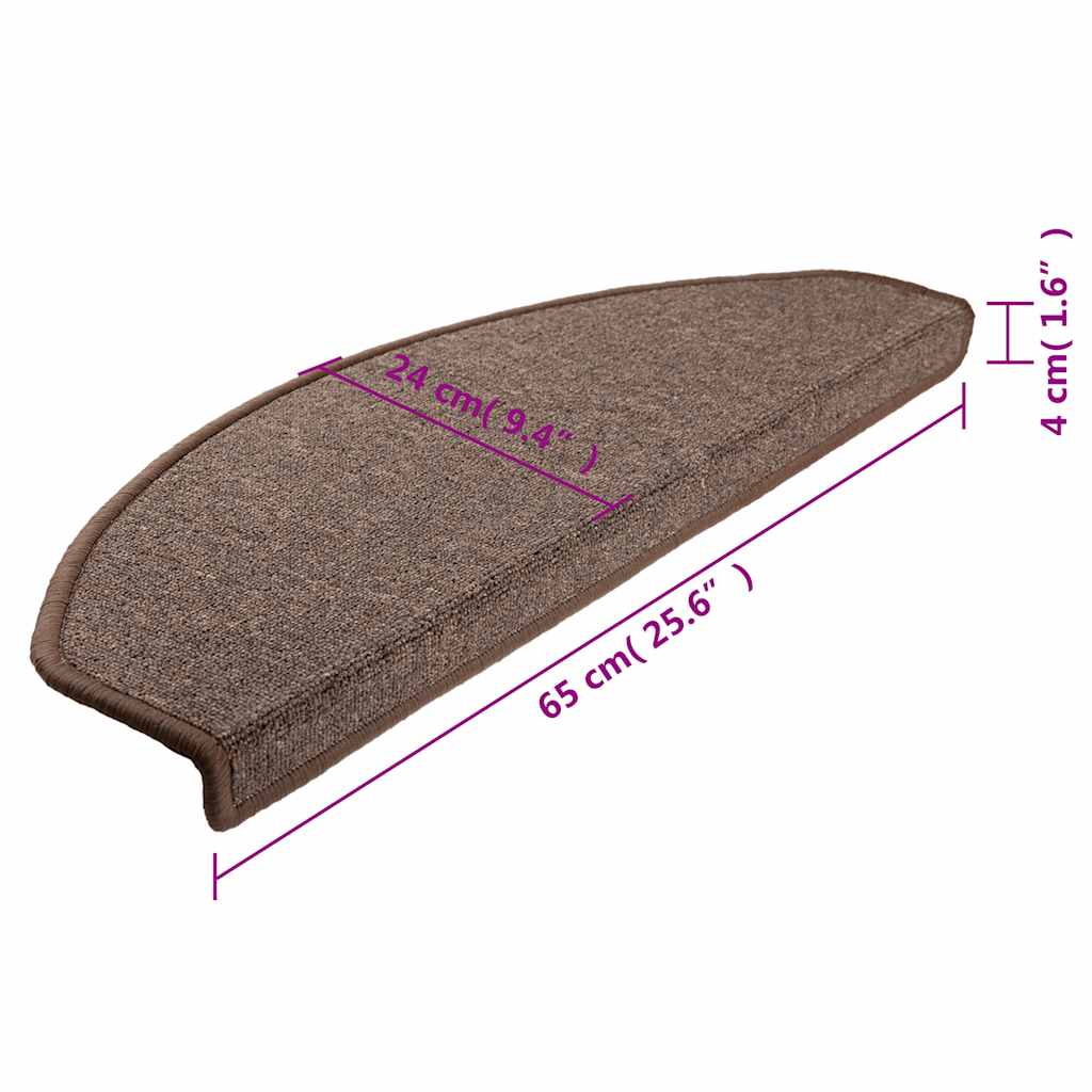 Trappematter 10 stk 65x24x4 cm kaffebrune halvrund store