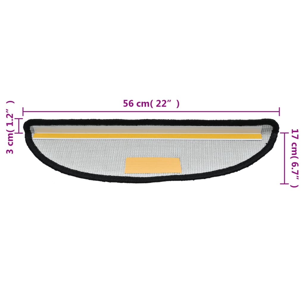 Trappematter 10 stk 56x17x3 cm svarte halvrund