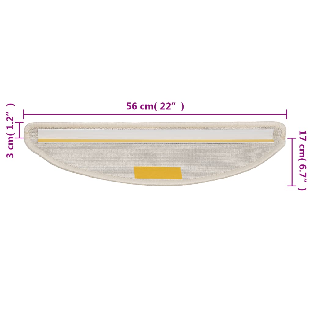 Trappematter 10 stk 56x17x3 cm hvite halvrund