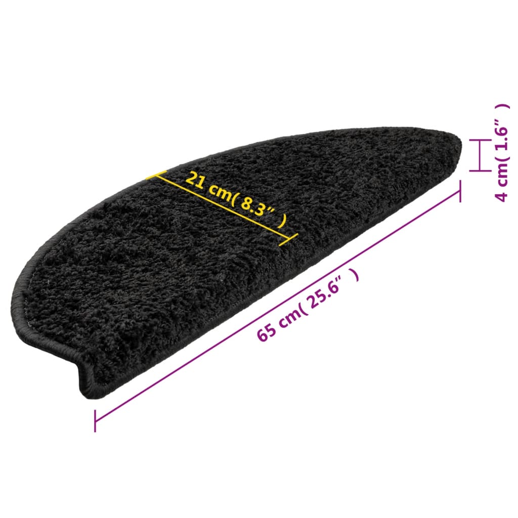 Trappematter 10 stk 65x21x4 cm svarte halvrund store