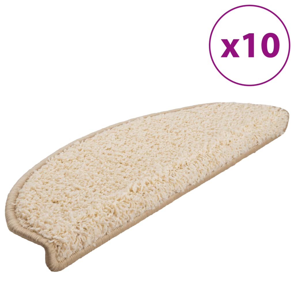 Trappematter 10 stk 65x21x4 cm kremfarget halvrund stor