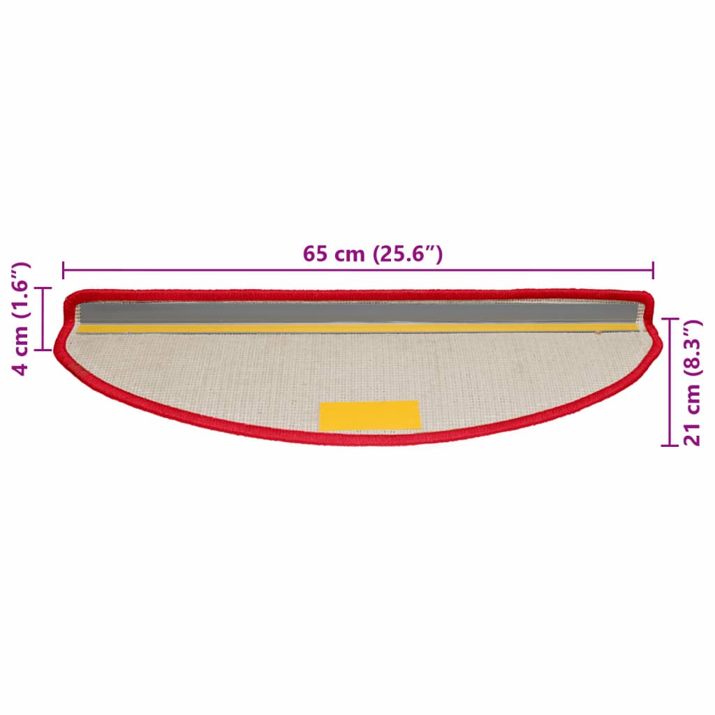 Trappematter 10 stk 65x21x4 cm røde halvrund store