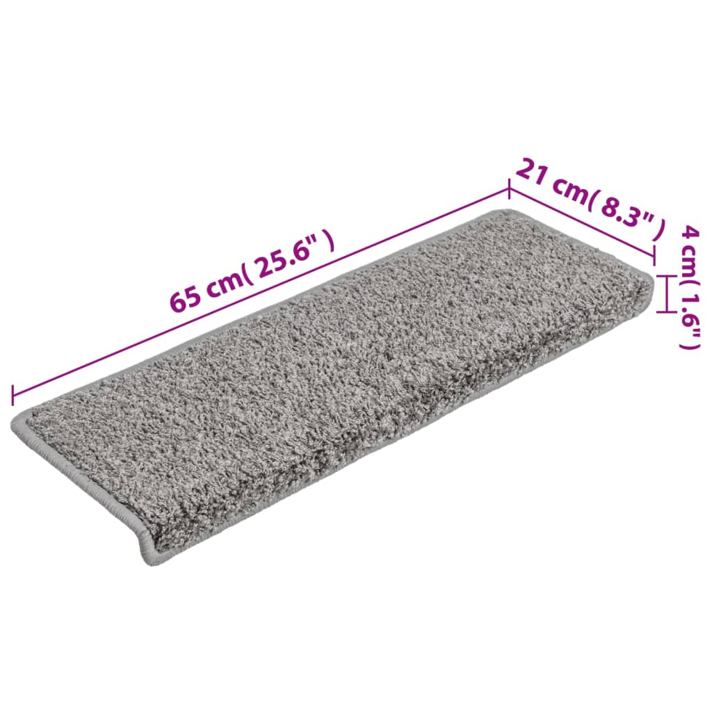 Trappematter 10 stk 65x21x4 cm grå rektangulær kant