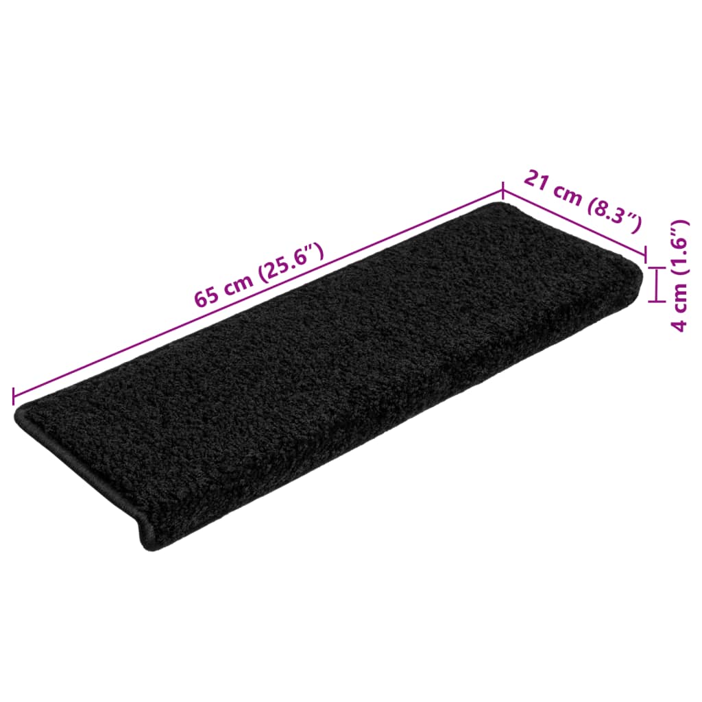 Trappematter 10 stk 65x21x4 cm svart rektangulær kant