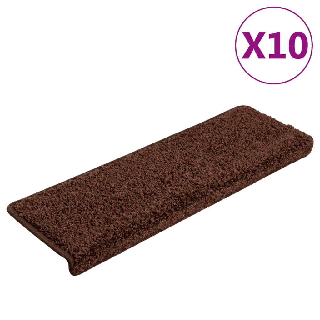 Trappematter 10 stk 65x21x4 cm brun rektangulær kant