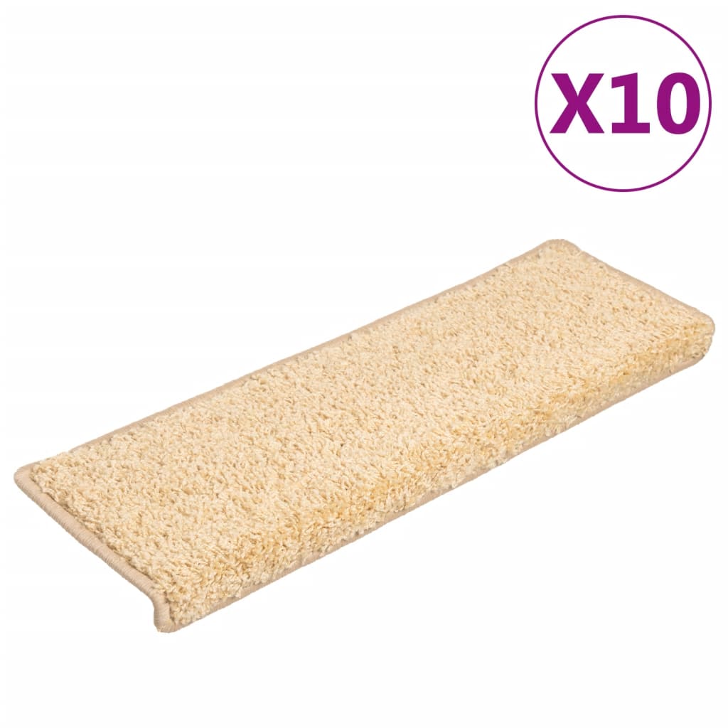 Trappematter 10 stk 65x21x4 cm kremfarget rektangulær kant