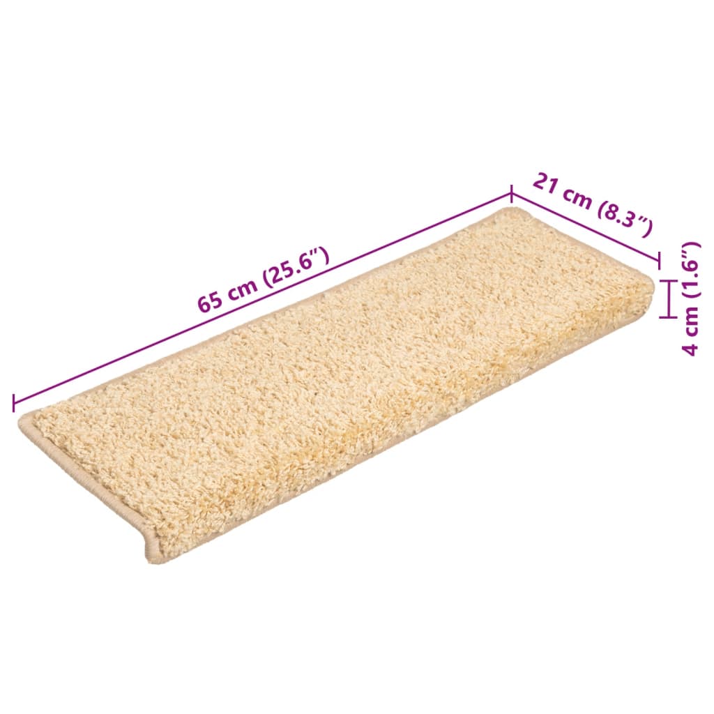 Trappematter 10 stk 65x21x4 cm kremfarget rektangulær kant
