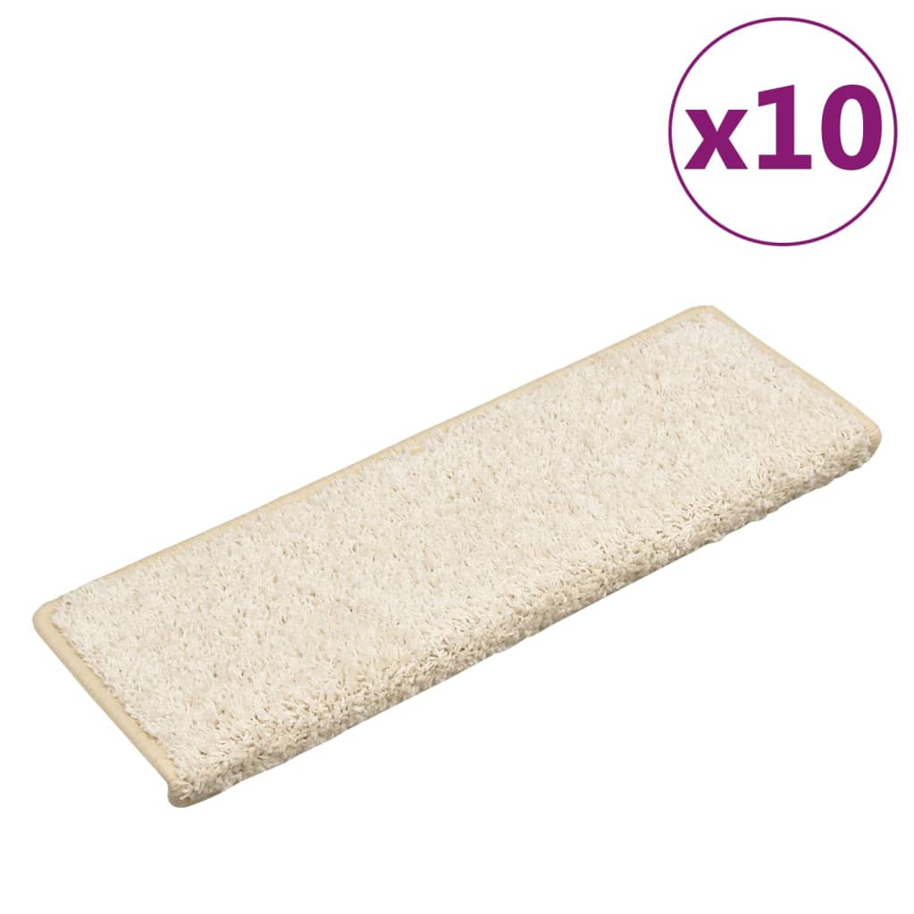 Trappematter 10 stk 65x21x4 cm hvite rektangulære kanter