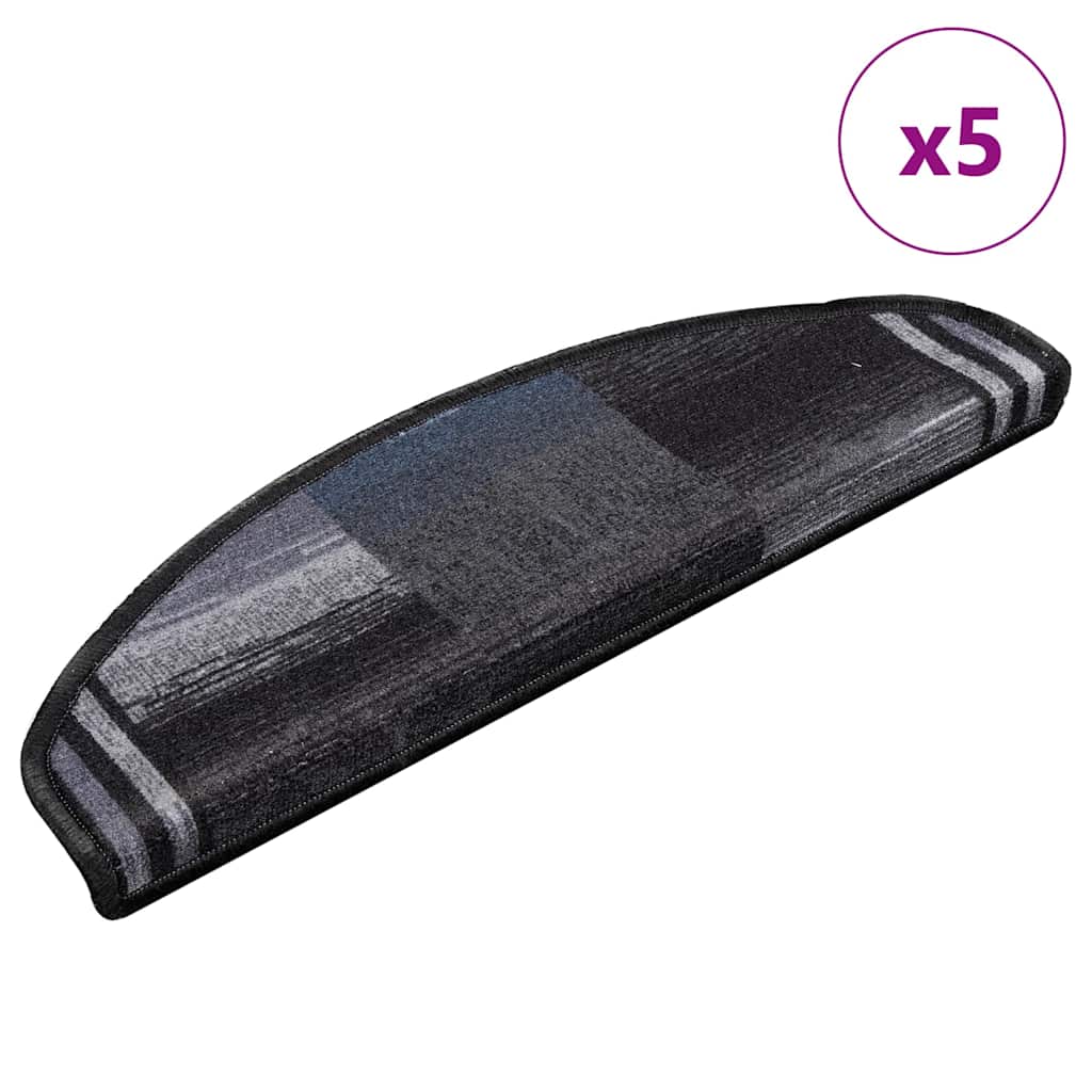 Selvklebende trappematter 5 stk 65x21x4 cm svart og grå