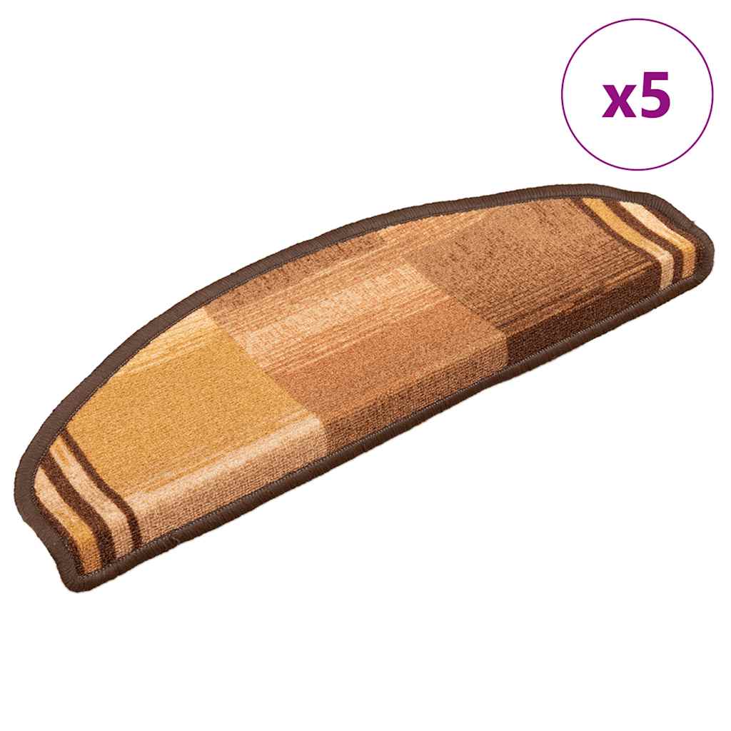 Selvklebende trappematter 5 stk 65x21x4 cm brun