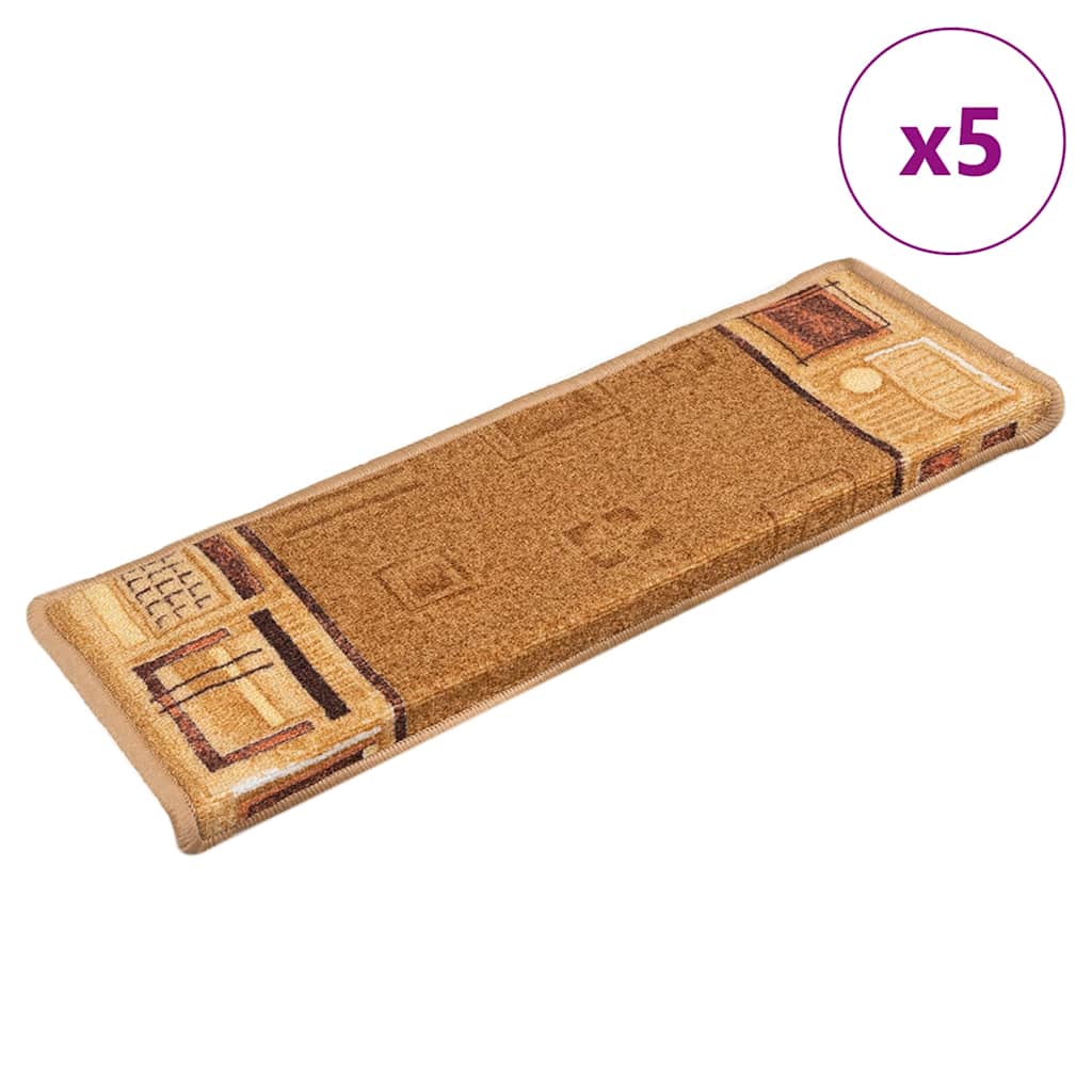 Selvklebende trappematter 5 stk 65x21x4 cm beige
