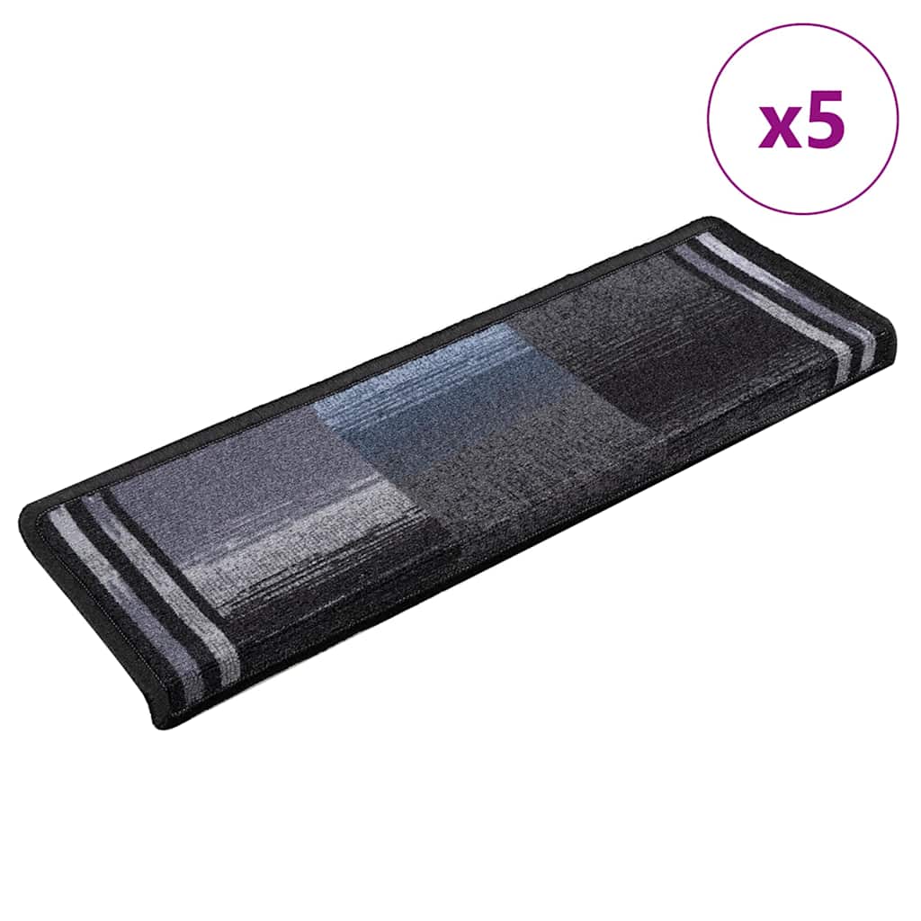 Selvklebende trappematter 5 stk 65x21x4 cm svart og grå
