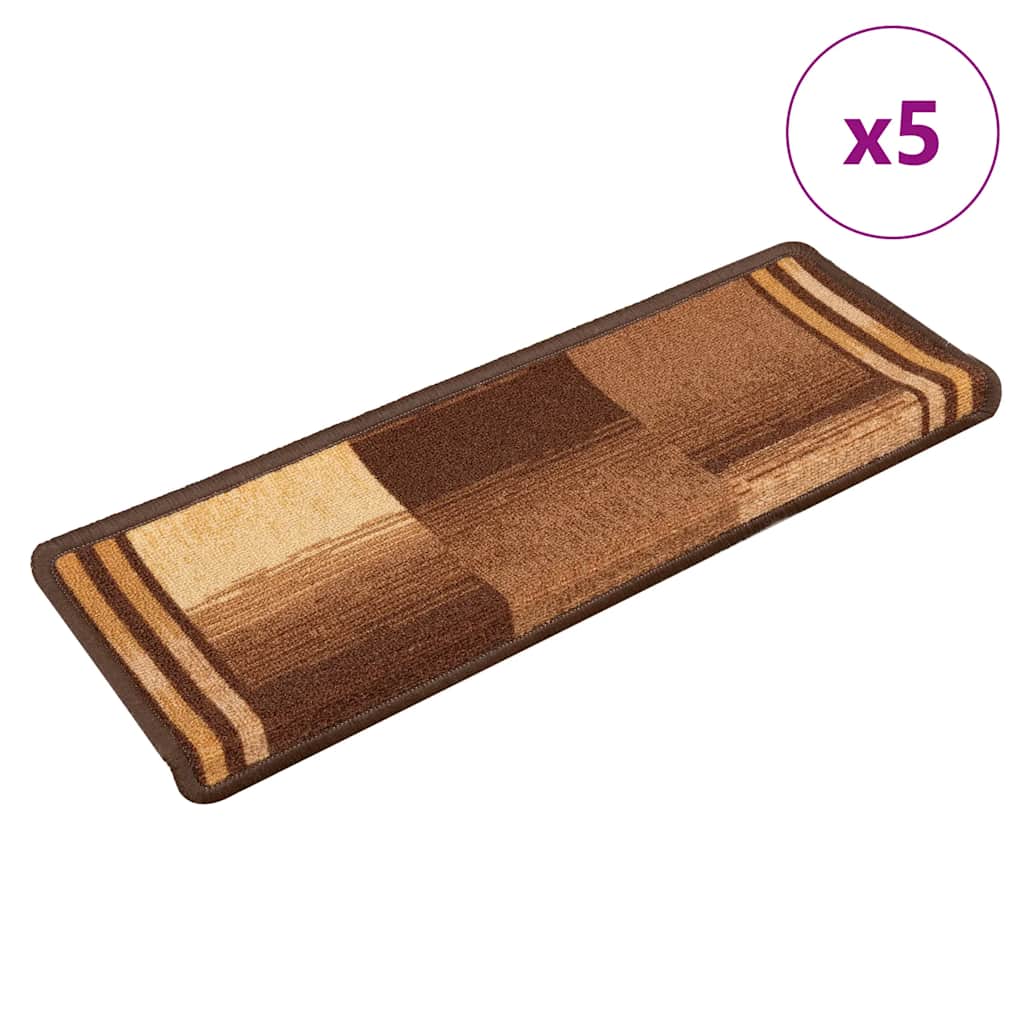 Selvklebende trappematter 5 stk 65x21x4 cm brun