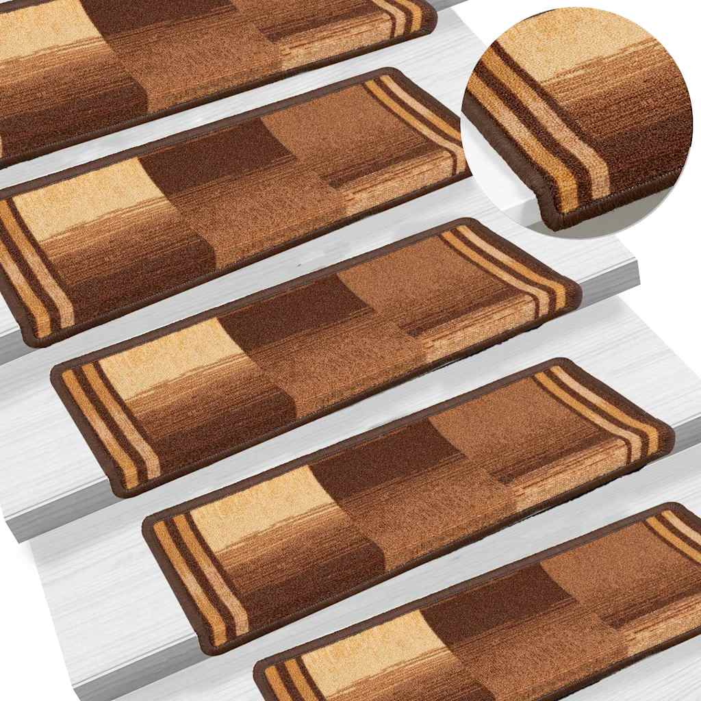 Selvklebende trappematter 10 stk 65x21x4 cm brun