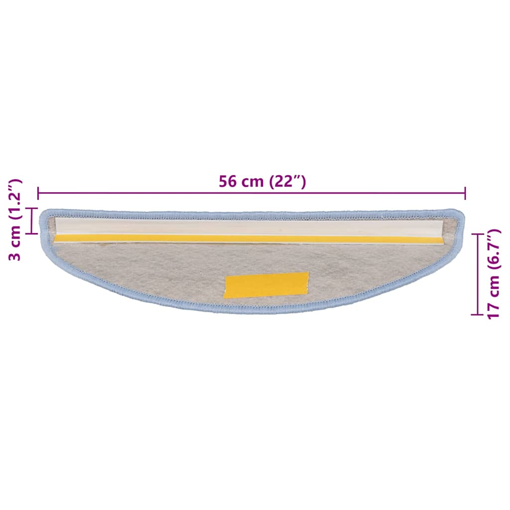 Selvklebende trappematter sisal-utseende 15 stk 56x17x3 cm blå