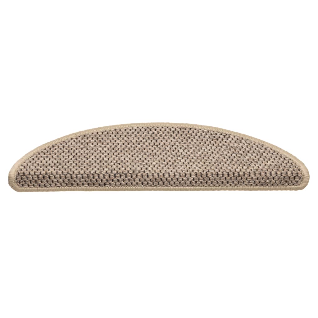 Selvklebende trappematter sisal 15 stk 56x17x3 cm mørk beige