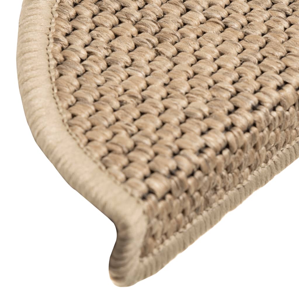 Selvklebende trappematter sisal-utseende 15 stk 56x17x3 cm sand