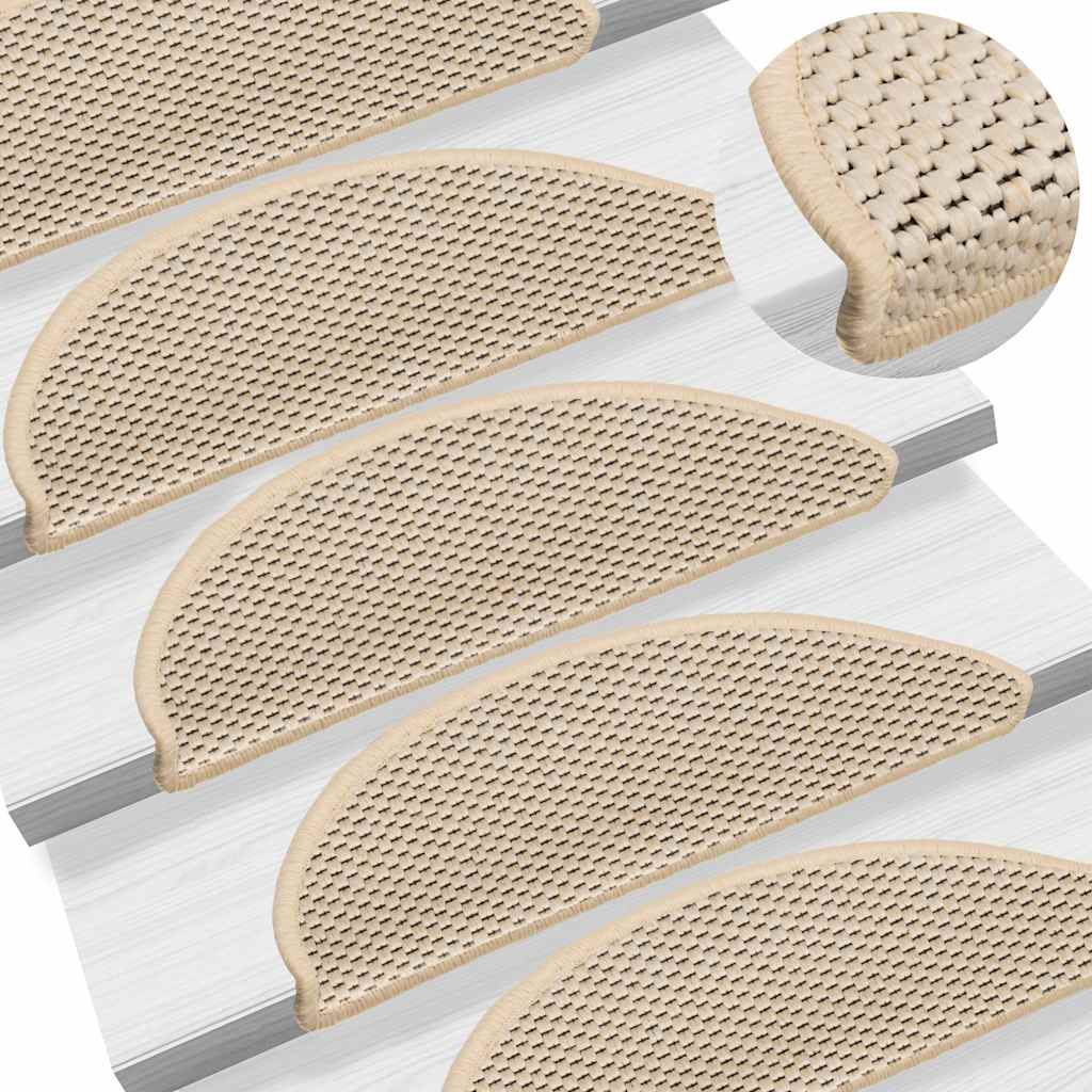 Selvklebende trappematter sisal-utseende 15stk 56x17x3 berber