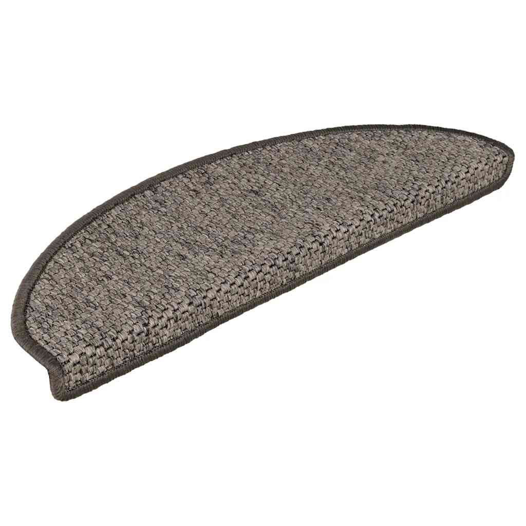 Selvklebende trappematter sisal 15 stk 65x21x4 cm grå og beige