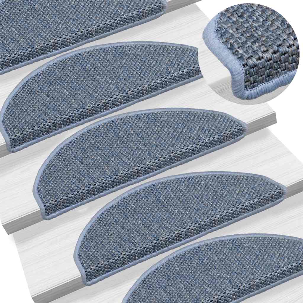 Selvklebende trappematter sisal-utseende 15 stk 65x21x4 cm blå