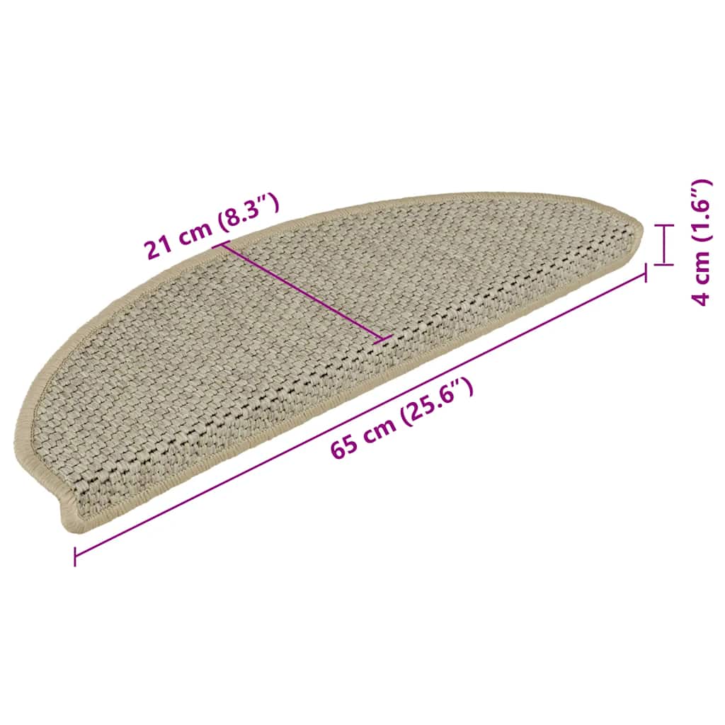 Selvklebende trappematter sisal 15 stk 65x21x4 cm lysegrønn