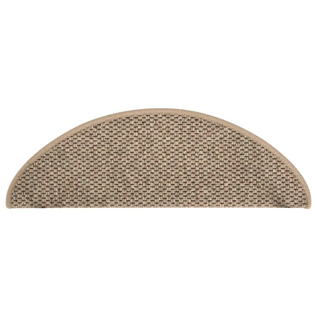 Selvklebende trappematter sisal 15 stk 65x21x4 cm mørk beige