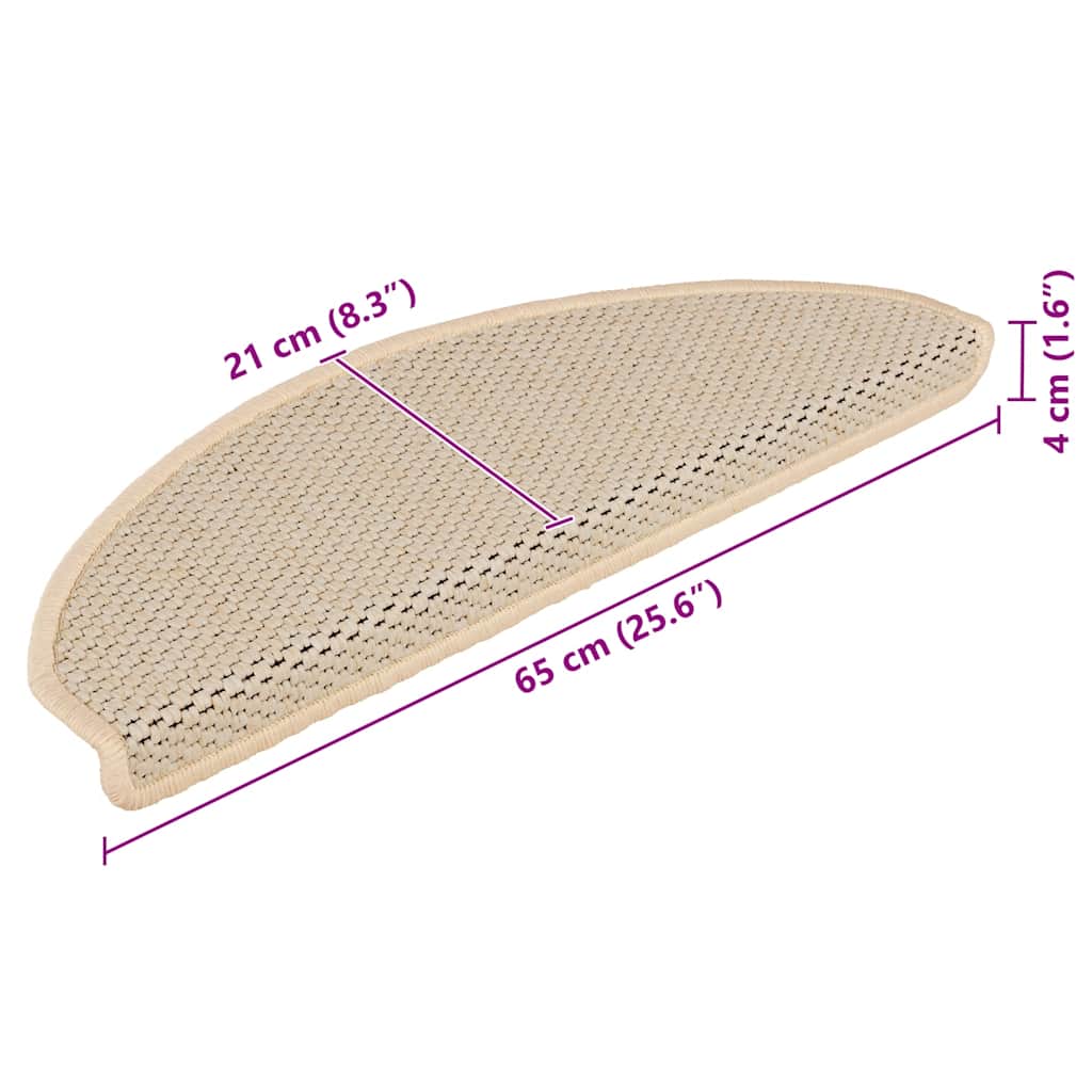 Selvklebende trappematter sisal-utseende 15stk 65x21x4 berber
