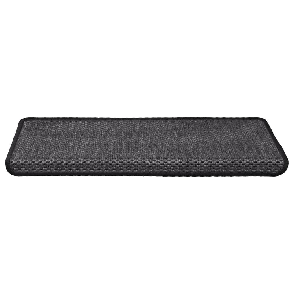 Selvklebende trappematter sisal 15 stk 65x21x4 cm antrasitt
