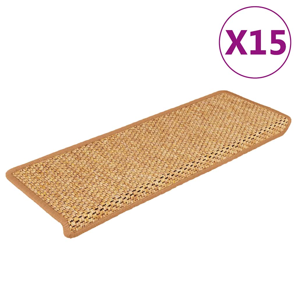 Selvklebende trappematter sisal-utseende 15 stk 65x21x4 sisal