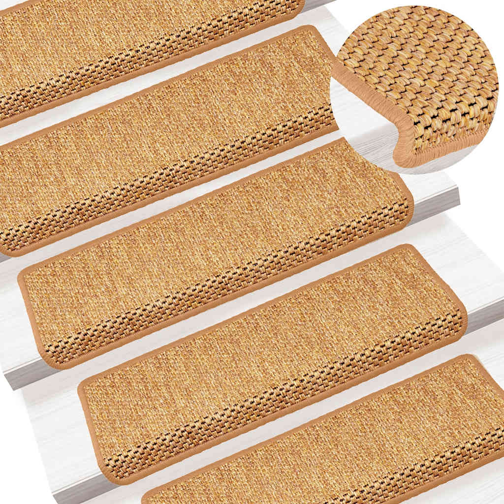 Selvklebende trappematter sisal-utseende 15 stk 65x21x4 sisal
