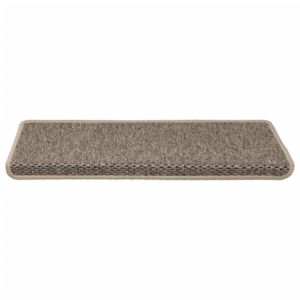 Selvklebende trappematter sisal 15 stk 65x21x4 cm mørk beige
